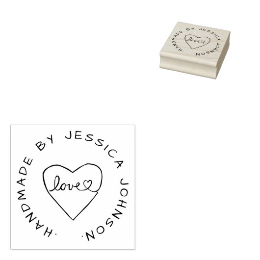Einfach handgefertigt mit Liebe Herz Individuelle Gummistempel (Stempel)