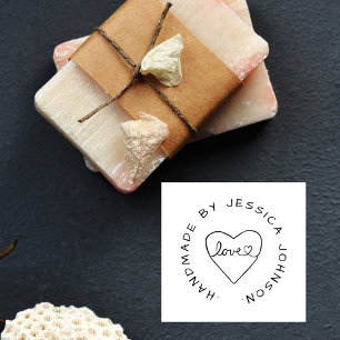 Einfach handgefertigt mit Liebe Herz Individuelle  Gummistempel