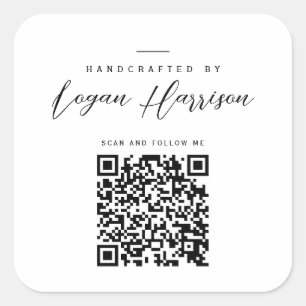 Einfach handgefertigt mit Personalisiertem QR-Code Quadratischer Aufkleber