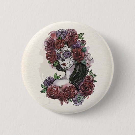 Einfach handgezeichnet Dia de los Muertos | Button (Vorderseite)