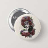 Einfach handgezeichnet Dia de los Muertos | Button (Vorne & Hinten)