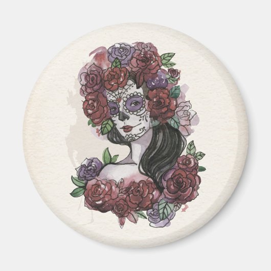 Einfach handgezeichnet Dia de los Muertos | Magnet (Vorne)