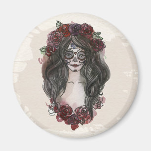 Einfach handgezeichnet Dia de los Muertos   Magnet
