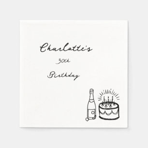 einfach Handgezeichneter 30. Geburtstag  Serviette
