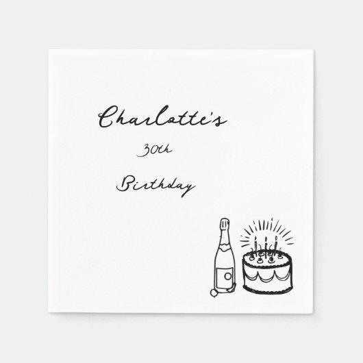 einfach Handgezeichneter 30. Geburtstag  Serviette (Vorderseite)