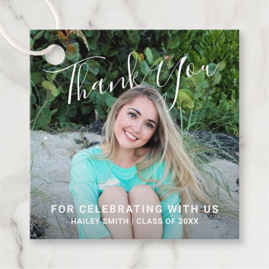 Einfach handschriftlich Vielen Dank Foto Abschluss Geschenkanhänger (Vorderseite)