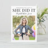 Einfach hat sie IT Graduate Modern Foto Abschluss Ankündigung (Stehend Vorderseite)