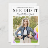 Einfach hat sie IT Graduate Modern Foto Abschluss Ankündigung (Vorne/Hinten)