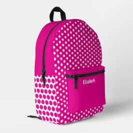 Einfach Heißrosa und Weiße Punkte Gepunktetes Must Bedruckter Rucksack