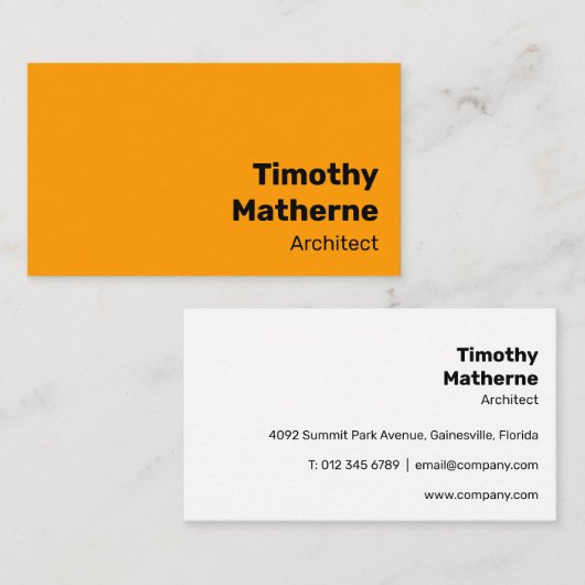 Einfach hell Orange Bold modern und dynamisch Visitenkarte (Vorne/Hinten)