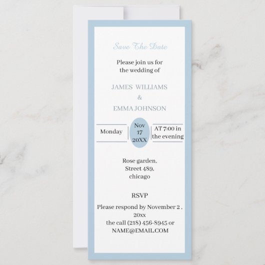 Einfach hellblau Save the Date Einladung (Vorderseite)