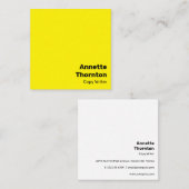 Einfach helles, feines Gelb Moderne Dynamik Quadratische Visitenkarte (Vorne/Hinten)