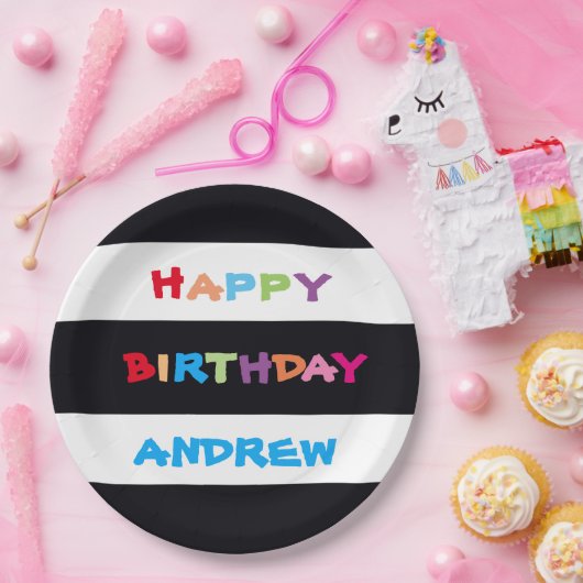 Einfach hellfarbiger Individuelle Name zum Geburts Pappteller (Party)