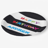 Einfach hellfarbiger Individuelle Name zum Geburts Pappteller (Schrägansicht)