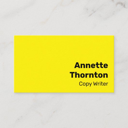 Einfach hellgelb kühl modern und dynamisch visitenkarte (Vorderseite)