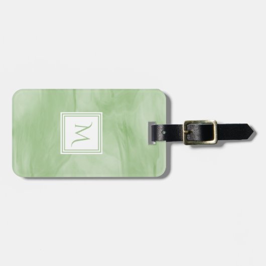 Einfach hellgrüner, subtiler Marmor Modernes Monog Gepäckanhänger (Vorderseite horizontal)