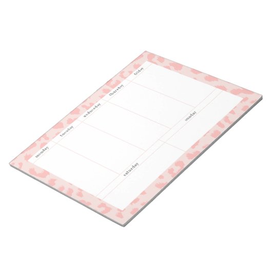 Einfach hellrosa Leopard Print Weekly Planner Notizblock (angewinkelt)