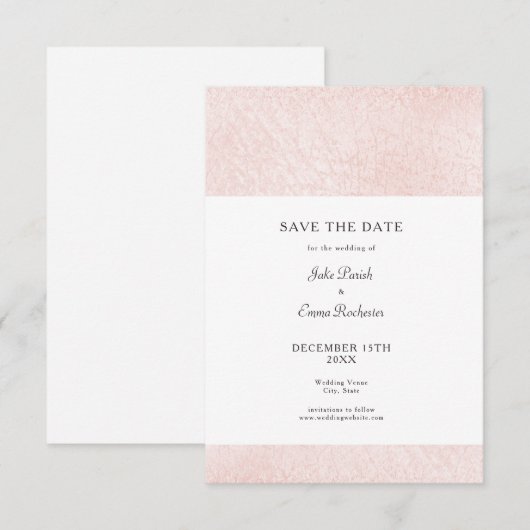Einfach hellrosa mit elegantem Script Save the Dat Date (Vorne/Hinten)