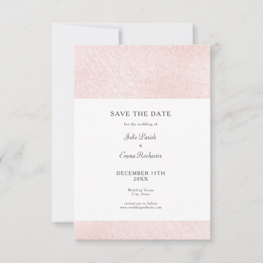 Einfach hellrosa mit elegantem Script Save the Dat Save The Date (Vorderseite)