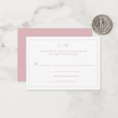 Einfach hellrosa Monogram Mini Wedding RSVP Mitteilungskarte (Vorderseite/Rückseite Beispiel)