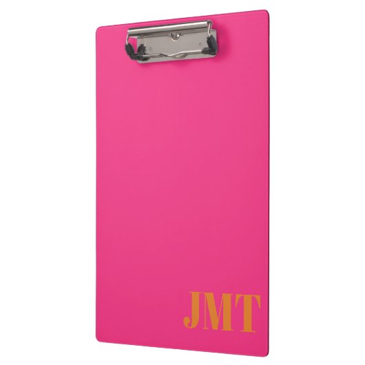Einfach hellrosa und orange Monogramm Klemmbrett (Links)