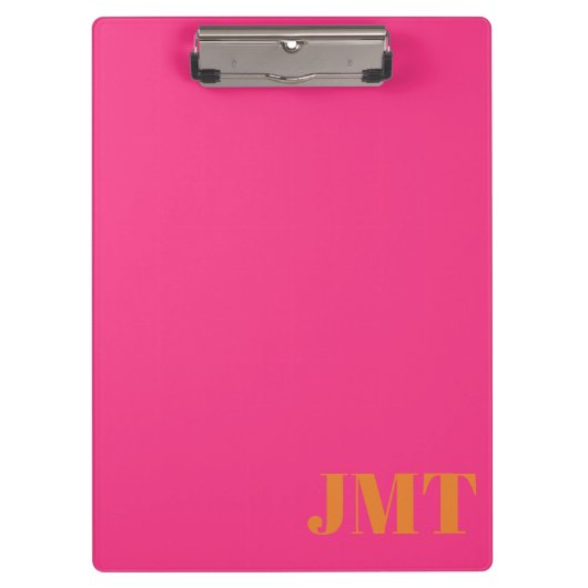 Einfach hellrosa und orange Monogramm Klemmbrett (Vorderseite)
