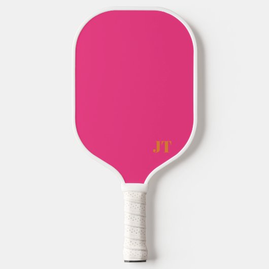 Einfach hellrosa und orange Monogramm Pickleball Schläger (Vorderseite)