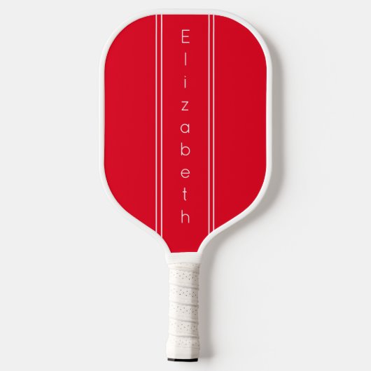 Einfach hellrot und weißer vertikaler Name Pickleball Schläger (Rückseite)