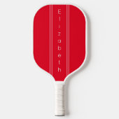 Einfach hellrot und weißer vertikaler Name Pickleball Schläger (Vorderseite)