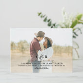 Einfach herrliches Monogramm Foto Hochzeitsempfang Einladung (Stehend Vorderseite)