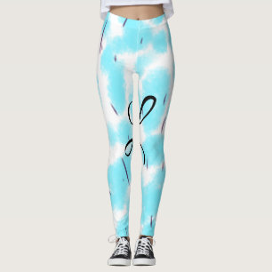 Einfach Himmelblau schwarze Aquarellfarbe hinzufüg Leggings