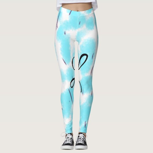 Einfach Himmelblau schwarze Aquarellfarbe hinzufüg Leggings (Vorderseite)
