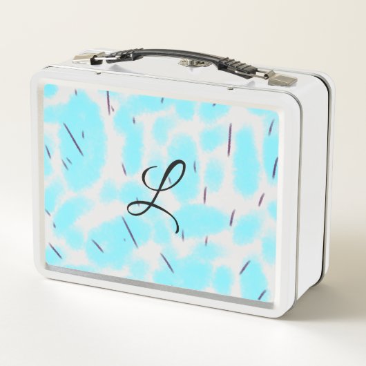 Einfach Himmelblau schwarze Aquarellfarbe hinzufüg Metall Brotdose (Rückseite)