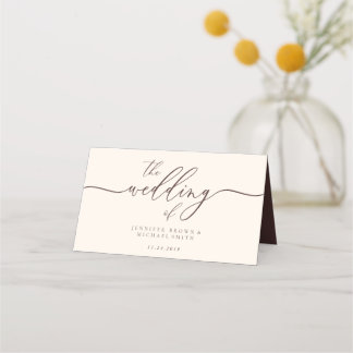 Einfach Hochzeitsname Schokoladenbraun Platzkarte