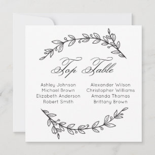 Einfach Hochzeitstisch. Botanische Sitzordnung Einladung