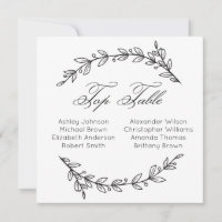Einfach Hochzeitstisch. Botanische Sitzordnung