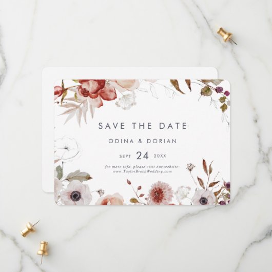 Einfach, horizontal save the date (Vorderseite/Rückseite Beispiel)