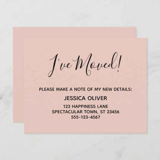 Einfach, Hübsch "Ich habe mich bewegt" Rosa Ankündigung (Vorne/Hinten)