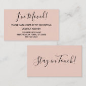 Einfach, Hübsch "Ich habe mich bewegt" Rosa Visitenkarte (Vorne/Hinten)