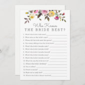 Einfach Hübsch, wer ihre beste Duschspielkarte ken Einladung (Vorne/Hinten)