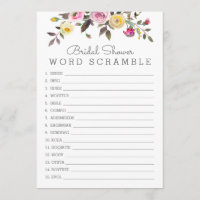 Einfach Hübsche Word Scramble Shower Game Card