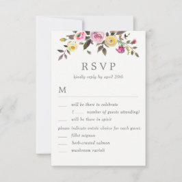 Einfach Hübscher HochzeitsrSVP mit Menüoptionen Einladung