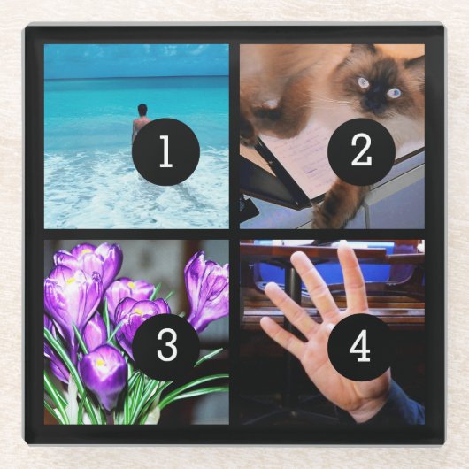 Einfach Ihre eigene Foto-Collage mit 4 Bildern hab Glasuntersetzer (Vorderseite)