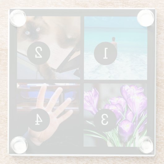 Einfach Ihre eigene Foto-Collage mit 4 Bildern hab Glasuntersetzer (Rückseite)