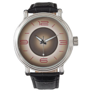 Einfach in Tan mit roten Ziffern >Herrenuhren Armbanduhr