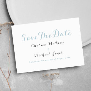 Einfach, in Weiß, Pastellblau Save the Date