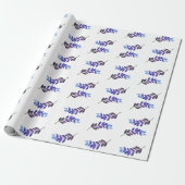 einfach individuelle blaue violette schwarze Blätt Geschenkpapier (Ungerollt)