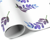 einfach individuelle blaue violette schwarze Blätt Geschenkpapier (Rolleneckpunkt)