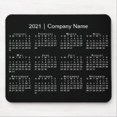 Einfach Kalender 2021 mit Firmennamen auf schwarz Mousepad (Vorne)