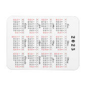Einfach Kalender 2025 in Spanisch Weiß Schwarz Rot Magnet (Horizontal)
